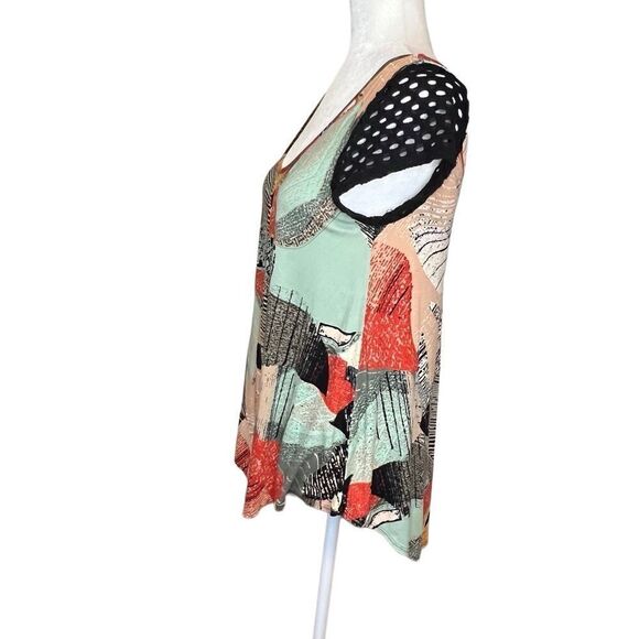 Anthropologie Weston Shirt with Black Lace Cap Sleeves. Sz Small Great Condition - Picture 3 of 12